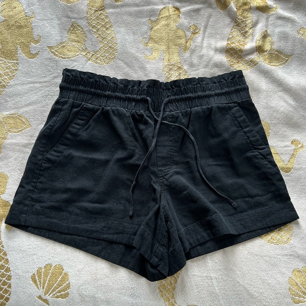A New Day - Women’s Elastic Drawstring Linen Blend Shorts - Black - Size L